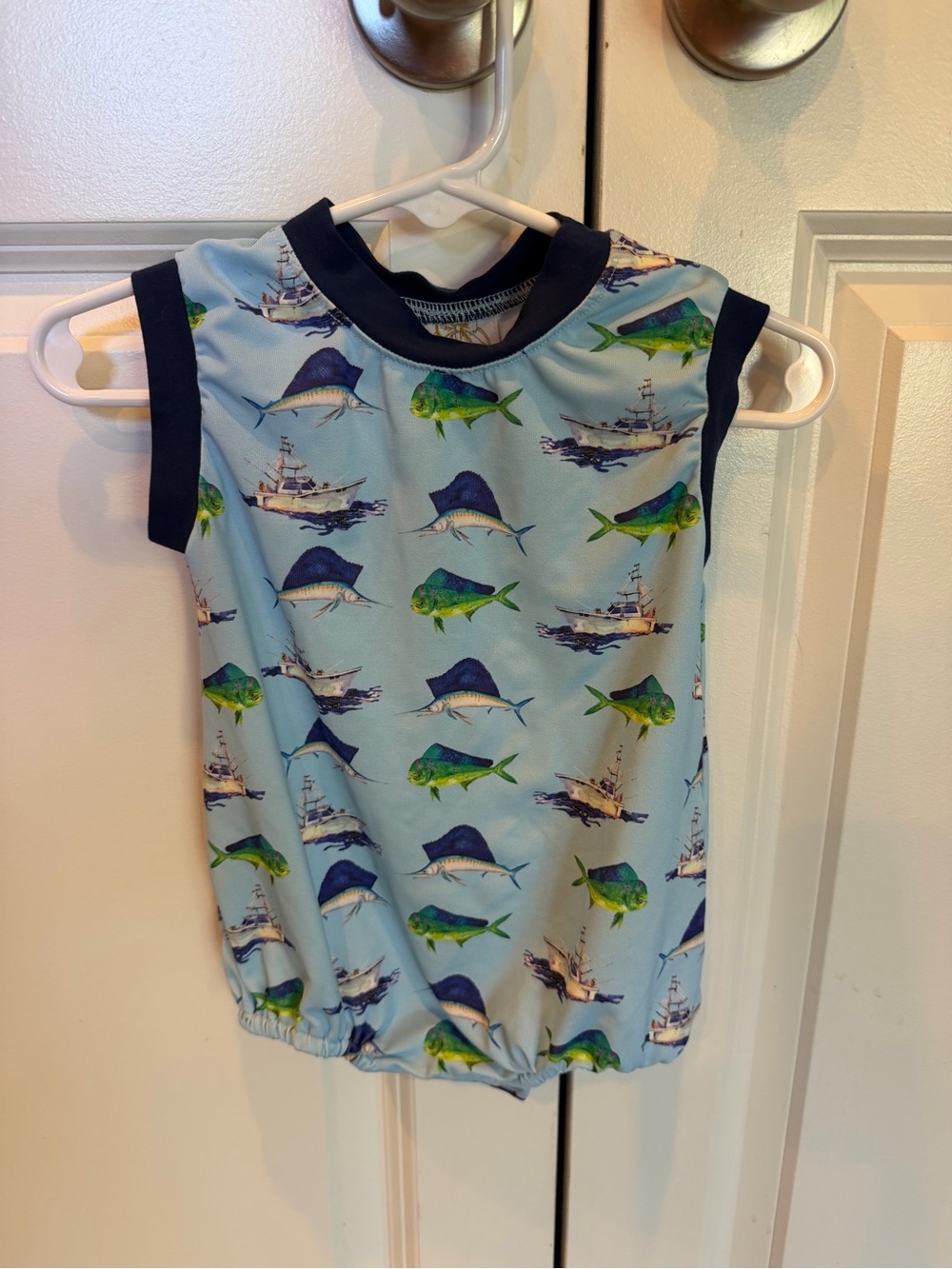 Children's Light Blue Fish & Boat One-Piece Bodysuit